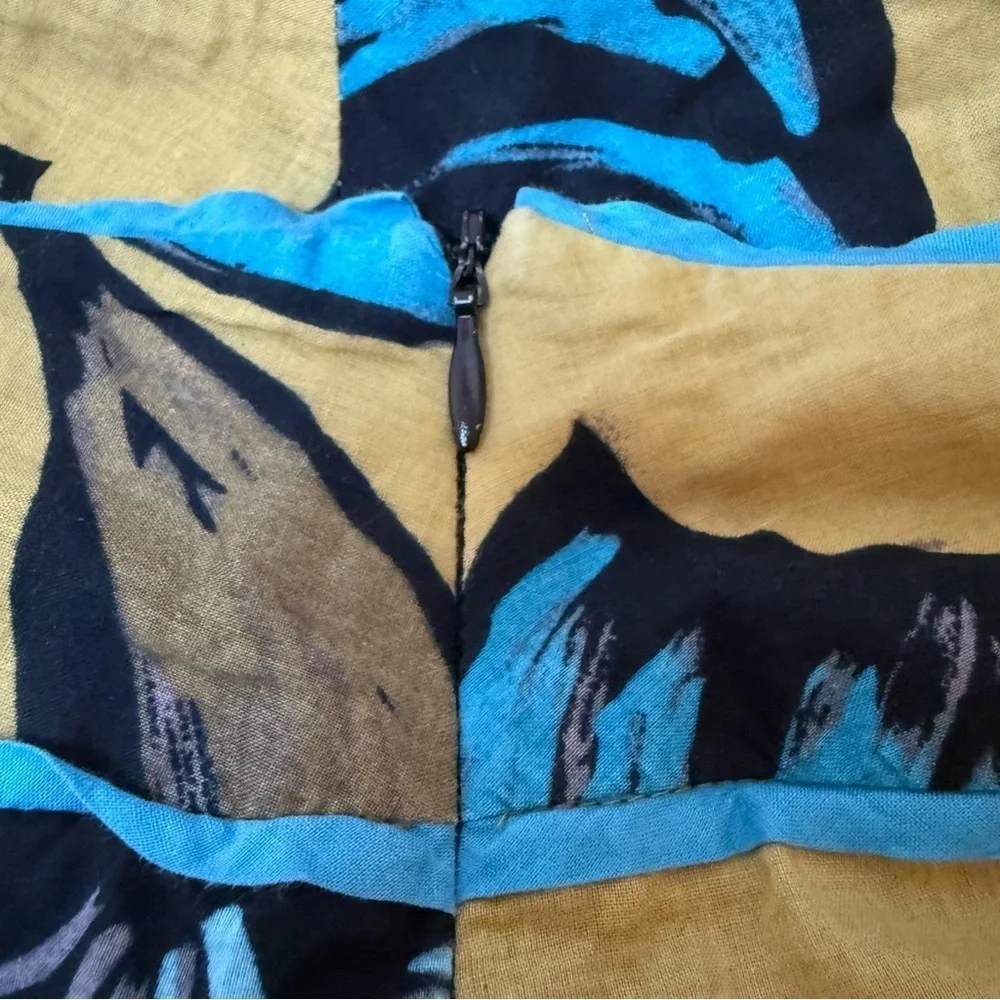 Mac & Jac | Yellow & Blue Floral Mini Skirt | 100% Cotton | Fully Lined | Sz 10